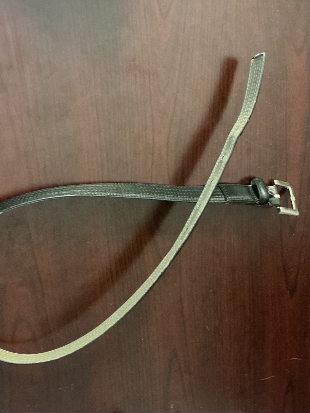 Fossil Slim Reversible Black and Tan Leather Belt with Silver Buckle